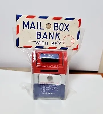 Vintage Mini US Mailbox Tin Bank Made In Japan W/ Key In Original Bag JRR6 • $18.78