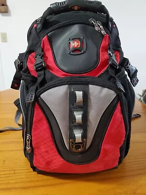 Wenger Swiss Army Backpack Hiking Rugged Travel School Laptop Black/Red • $25