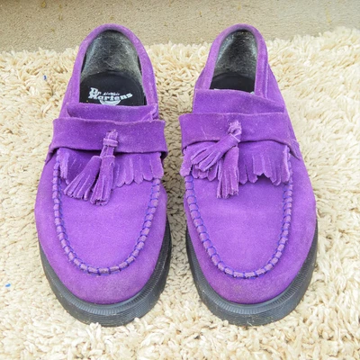 £9.95 • Buy Dr Martens Purple Suede Loafers Shos With Tassels UK 9