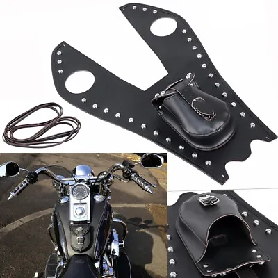 US Motorcycle Rivet Fuel Gas Tank Panel Pad Bib W/Pouch For Harley Softail Model • $49.38