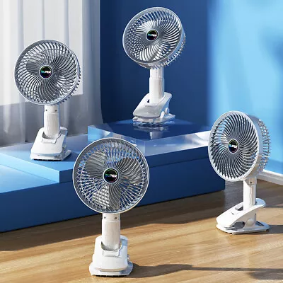 $28.99 • Buy Portable Desk Fan Clip On Fan 3 Speed USB Rechargeable Personal Cooling Fan AUS