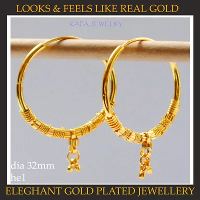 Kapa 22 Ct Gold Plated Earrings Indian Ethnic Jewelry Hoop Creole Earring E1 • £9.95