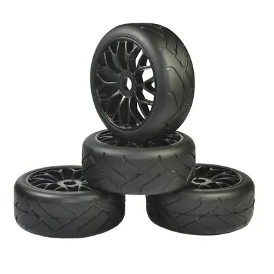 4pcs 1/8 Scale RC Rubber Tires & Wheels Rims 17mm Hex For RC On-Road Buggy Car • £27.59