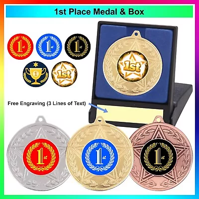 1st Place Medal In A Presentation Box Free Engraving - 5cm Trophy Award Winner • £5.70