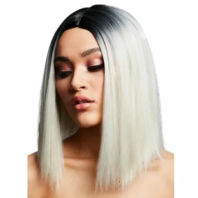 Fever Collection Asymmetric Long Straight Bob Ice Blonde Wig Heat Styleable • $41.95