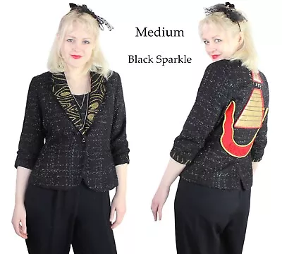 Desperately Seeking 80s Pyramid Style Size Medium Black Shimmer Susan Jacket • $218