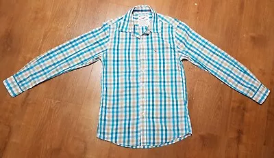 $12 • Buy Hollister California Mens Blue Check Longsleeve Shirt Size L