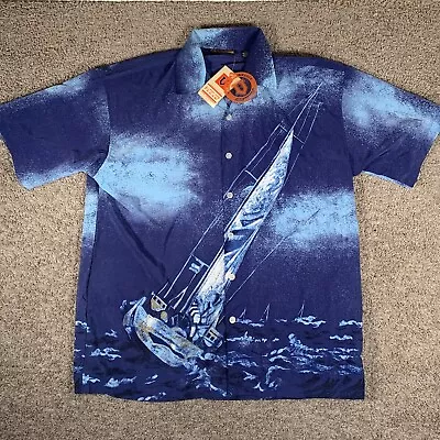 Veezo Men’s Boating Shirt XXL Short Sleeve Nautical All Over Print Button • $19.99