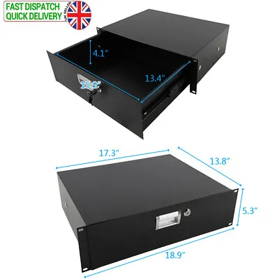 £29.89 • Buy 19  2U 3U Rack Flight Case Drawer DJ Drawer Equipment Data Cabinet Storage W/Key