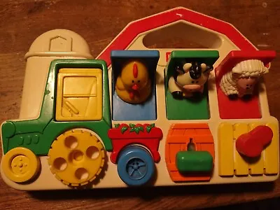 Vtg 1993 FISHER PRICE 5826 POP UP Barn Farm Animals Tractor Baby Activity Toy  • $6