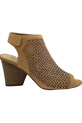 Vince Camuto Perforated Leather Peep-Toe Sandals Dastana Tortilla • $31.99