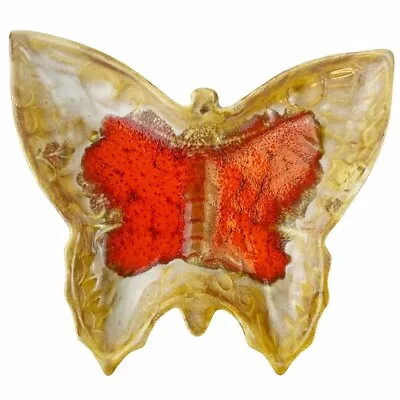 $34.99 • Buy Vintage Butterfly Ashtray Dish Orange Drip Glaze California Art Pottery USA 8 