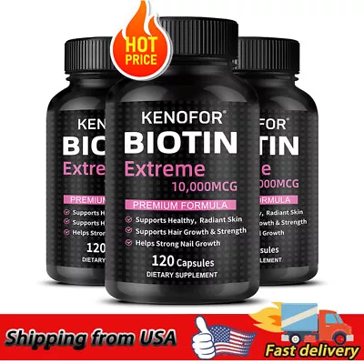 Biotin 10000 Mg - Enhanced Hair Nail And Skin Health Support 120 Capsules • $11.29