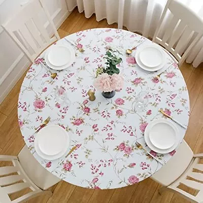 Flannel Backed Fitted Vinyl Tablecloth With Elastic Edge Waterproof Oil-Proof... • $28.04