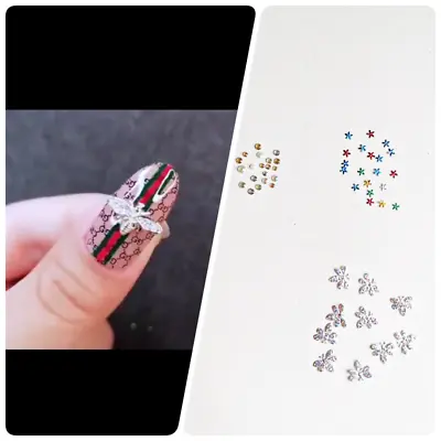 Nail Art Accessories Gems Silver Bees Flowers Diamante Beads Deco Craft UK • £2.49