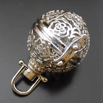 2 Silver Brass Mexican Bola Ball Pendant Flower Harmony Locket Charm DIY 24*27mm • $5.22