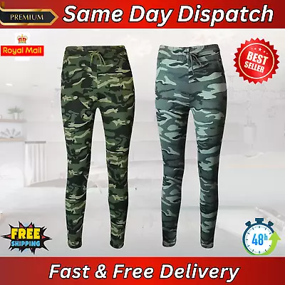 New Ladies Camouflage Combat Stretch Casual Trouser Women Slim Fit Sport Joggers • £7.99