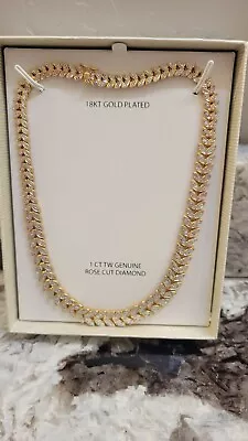 V. Townsend Rose-Cut Genuine Diamond (1 Ct. T.w.) Leaf Necklace. Gold Plated • $350