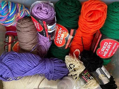 Lot Of Leftover Yarns 2 Lb 11 Oz. 12 Kinds Of Mixed Colors And Textures • $12.99