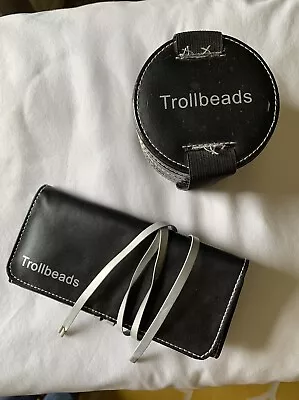 Genuine Trollbeads Black Leather Roll Up Travel Jewelry Charms Storage Vintage • $14.98