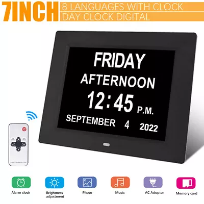 Digital Clock Calendar Date Time Facing Memory Loss Alzheimer Elderly People • £33.56