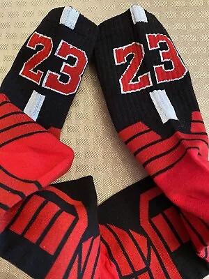 Iconic Number Michael Jordan 23 Black/Red Socks Brand New • $9