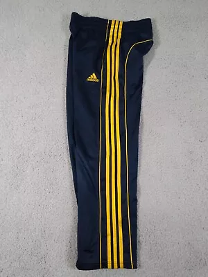 Adidas Vintage Navy Blue Yellow Striped Windbreaker Track Pants Size Small • $28.55