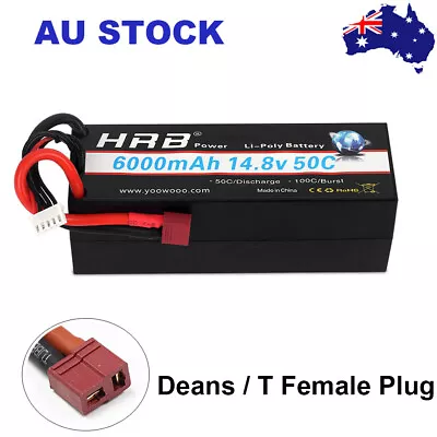 HRB 14.8V 4S 6000mAh Dean 50C LiPo Battery Hardcase For RC Car Truck Buggy Losi • $54.99