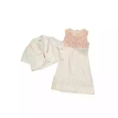 Vintage Handmade White Pink Floral Dress W/Jacket 60s  • $45.50