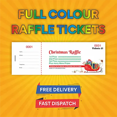 1000 personalised Colourful Prize Draw Tickets - Raffle Tickets - Fundraising  • £32