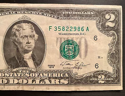 1976 Bicentennial $2 Two Dollar Bill Error Offset Print Miscut Misaligned  • $4.77