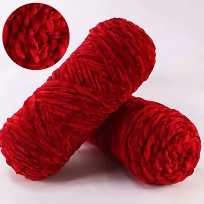 100g/ball Skein Yarn Shiny Chunky Crochet Chenille Soft Velvet Knitting Wool • £3.18