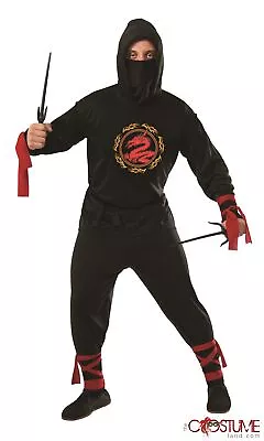 Black Ninja Men Costume Fancy Warrior Outfit Halloween Adult Party Fighter Dress • $29.59