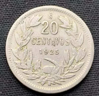 1925 Chile 20 Centavos Coin VF       #N93 • $21.79