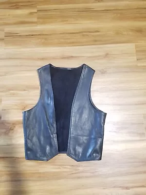 Vintage Mr. S Leathers San Francisco Mens Black Leather Pocketed Vest Size L  • $249.99