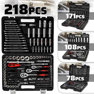 Tool Kit Socket Combination Mechanic Set Extension Bar Wrench Spinner Hand Tool • $82.90