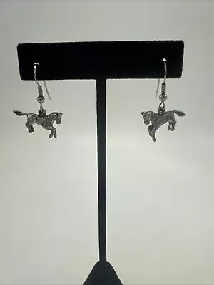 Cute 1.25  Solid Sterling Silver Running Horse Hook Earrings5.2g • $29.99