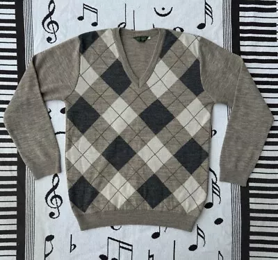 True Vintage 60s Villa Inglesa Argyle V Neck Sweater • $29.99