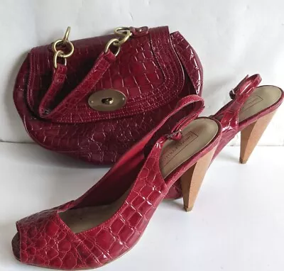 £4.99 • Buy M&S LIMITED COLLECTIONS RED MAROON SHOES SIZE UK 5 .5 Heel Open Clutch Bag Party