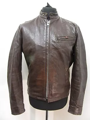 $181.86 • Buy VINTAGE 70's SCHOTT LEATHER CAFE RACER MOTORCYCLE JACKET SIZE 38 UKM TALON ZIP