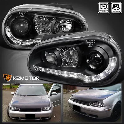 $171.36 • Buy Black Fits 1999-2006 Volkswagen Golf MK4 LED Strip Projector Headlights Lamps