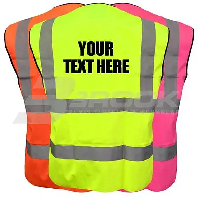 £6.99 • Buy Custom Printed High Visibility Vest Hi Vis Viz Personalised Safety Waistcoat