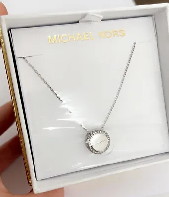 Nwt Michael Kors Mkjx6179040 Brilliance Pave' Silver-tone Necklace • $54.99