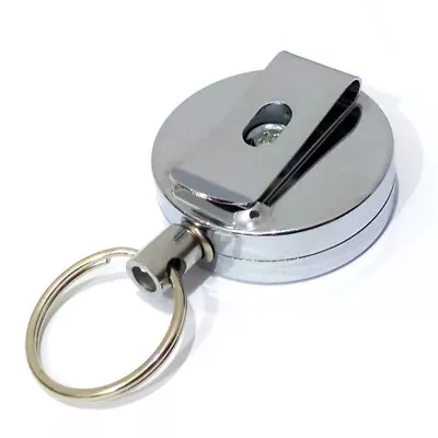  Key Belt Clip Retractable Metal Ring Heavy Duty Leash Holder Telescopic • £7.18