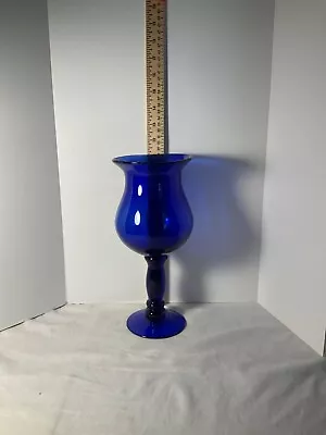 Cobalt Blue Goblet Vase Bubbled Throughout 11” • $19