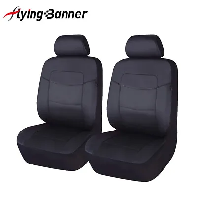 $34.99 • Buy Car Seat Covers Front Leather Waterproof Universal All Black Airbag Compatible
