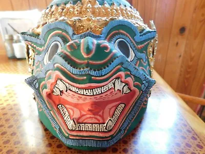 Thai Hanuman Mask Green Monkey Khon Handmade Paper Mache Ramayana Hanging Art • $400