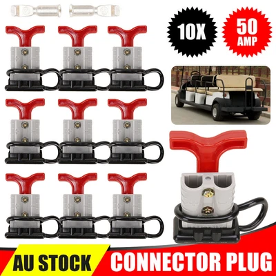 $24.65 • Buy 10X Anderson Style Plug 12V 24V 50 Amp Caravan Solar T Handle Connector Terminal