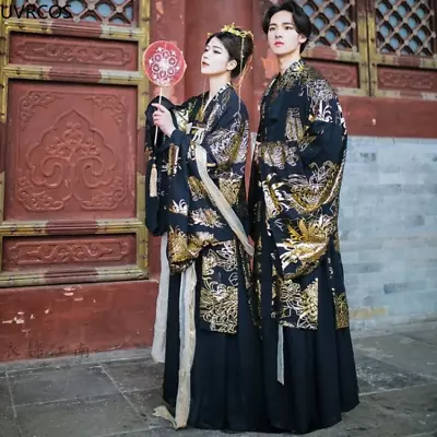 Ancient Chinese Traditional Dress Black Hanfu Sets Paired Clothing Men Women • $33.88