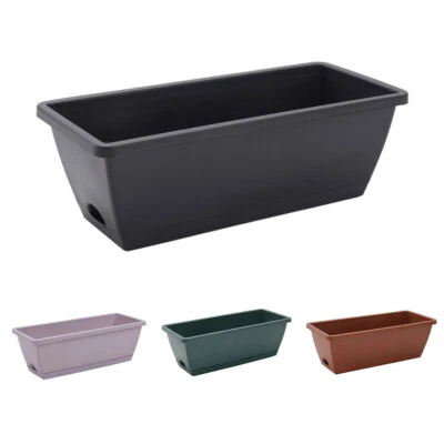 £10.95 • Buy Set Of 5 Trough Plant Pot Long Plastic Planter Outdoor Garden Window Herb Flower